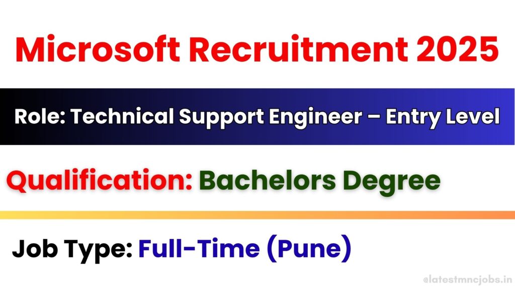 Microsoft Technical Support Engineer Recruitment 2025 Pune India
