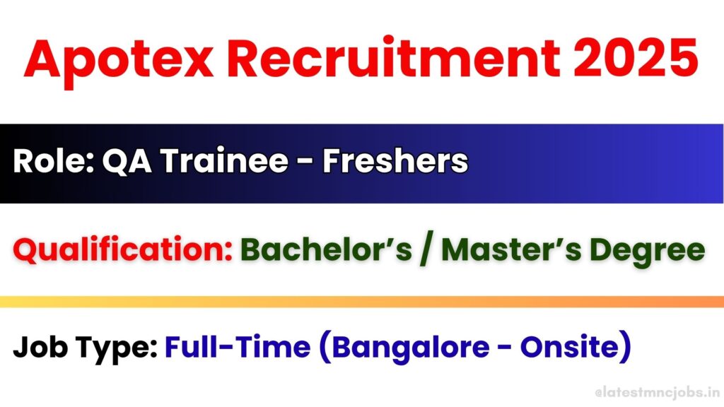 Apotex Recruitment 2025 – QA Trainee Job Vacancy in Bangalore