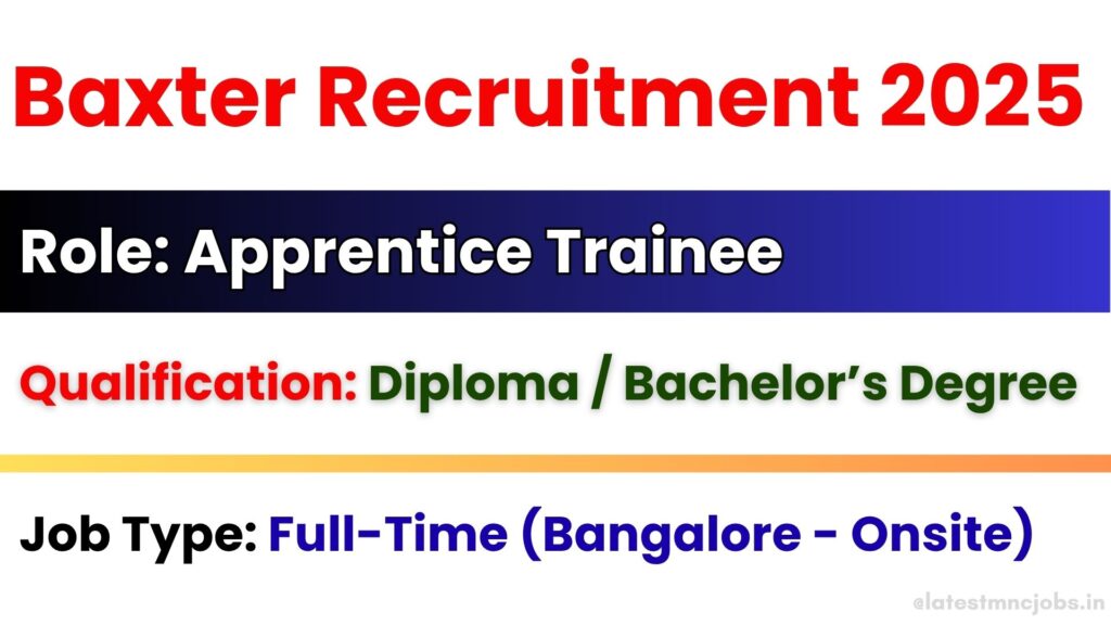 Baxter Apprentice Trainee Recruitment 2025 in Bangalore – Apply Online