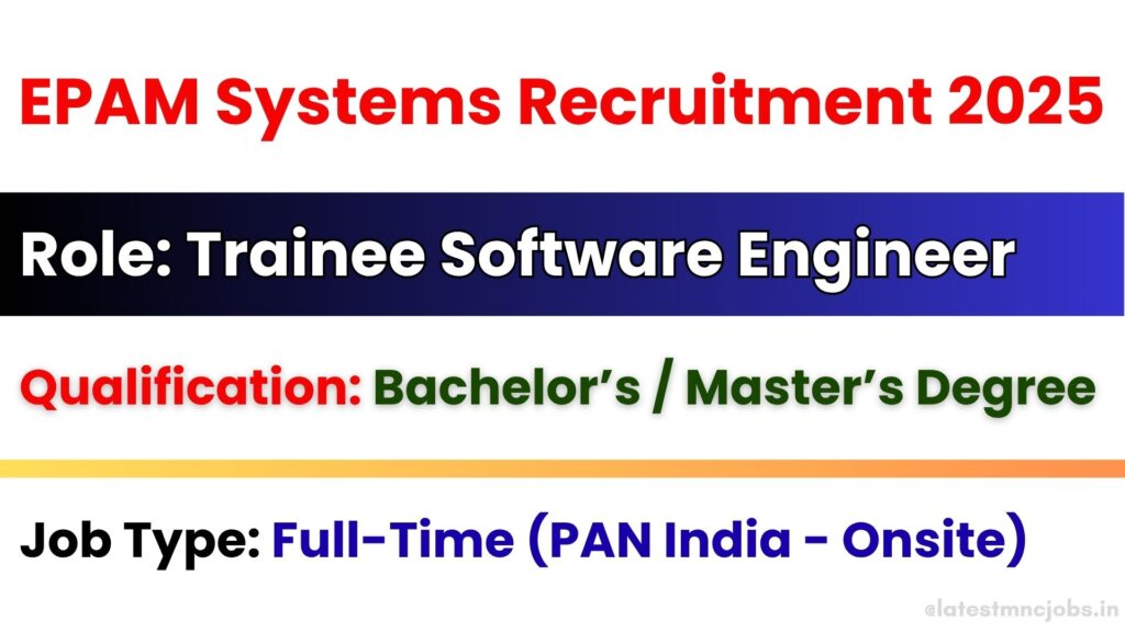 EPAM Systems Recruitment 2025 – Apply for Trainee Software Engineer Job in India