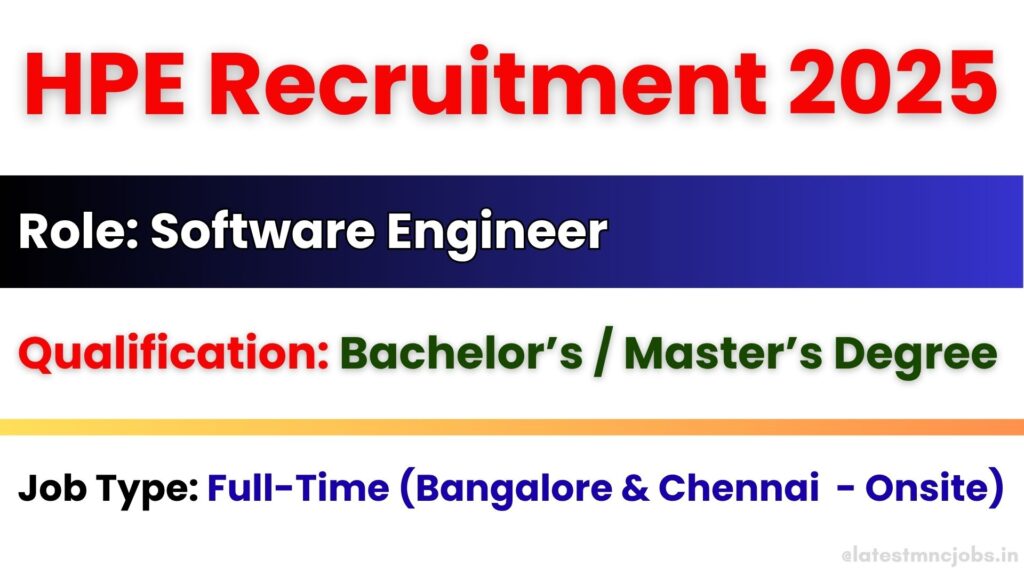HPE Software Engineer Recruitment 2025 for Freshers in Bangalore and Chennai