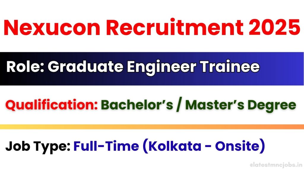 Nexucon Recruitment 2025 for Graduate Engineer Trainee Full Stack and Cloud roles in Kolkata